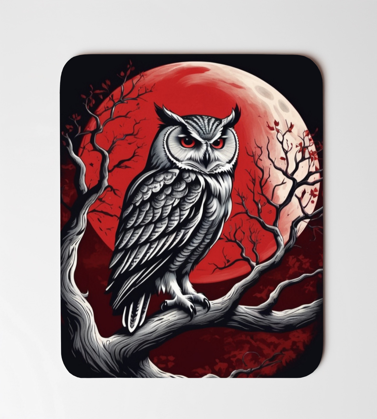 Moonlit Night Owl Gothic Art Desk Mouse Pad 8"x9.5" Non Slip Rectangle Mousepad