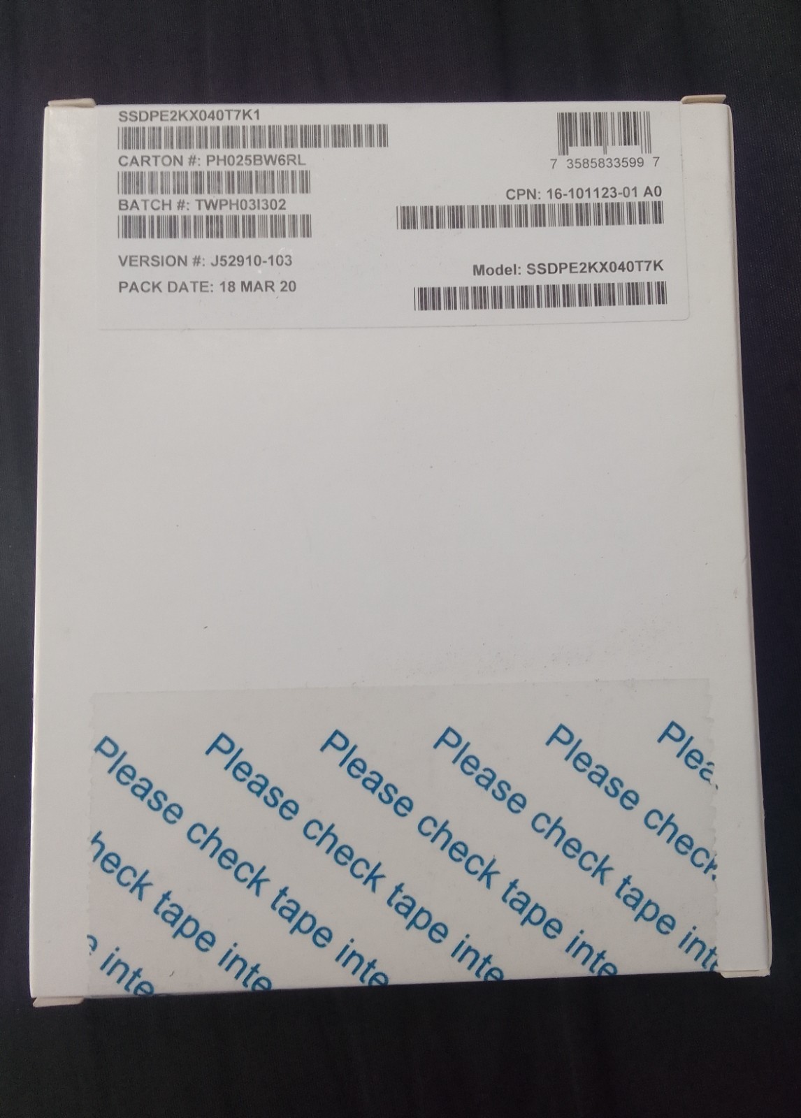 Intel DC P4500 Series 4TB NVME U2 2.5" PCIE Solid State Drive SSDPE2KX040T7K
