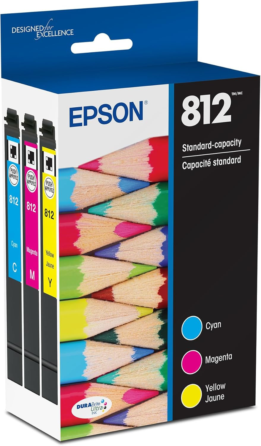 EPSON 812 Durabrite Ultra Ink Standard Capacity Color Combo Pack (T812520-S) Wor