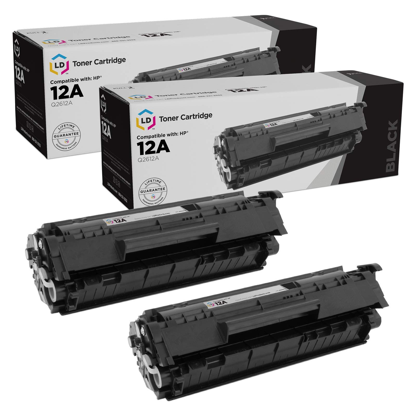 LD Compatible Replacements for HP Q2612A / 12A 2PK Black Laser Toner Cartridges