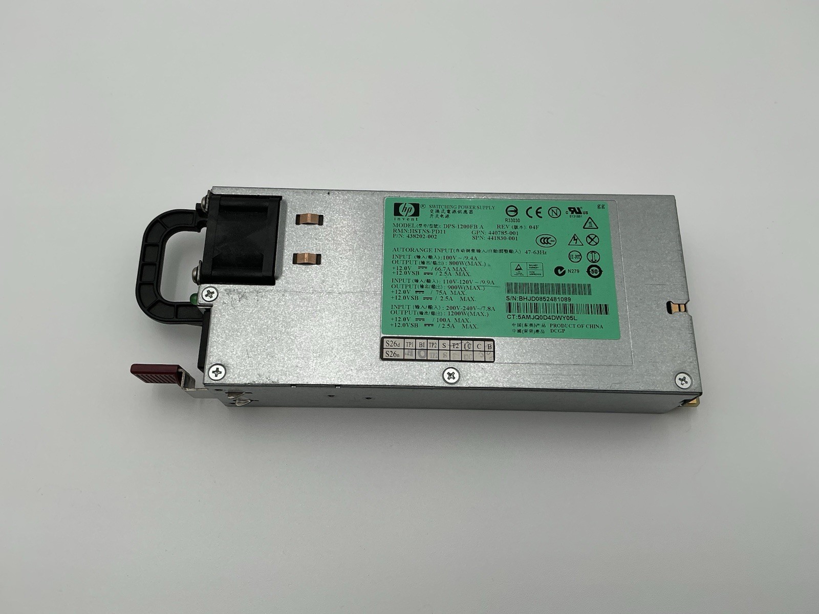 441830-001 HP 1200 WATT POWER SUPPLY DL580 G5 437572-B21 438202-001 DPS-1200FB A