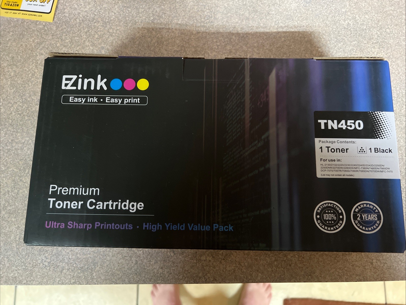 E-Z Ink Premium TN450 Black Laser Toner Cartridge for Brother