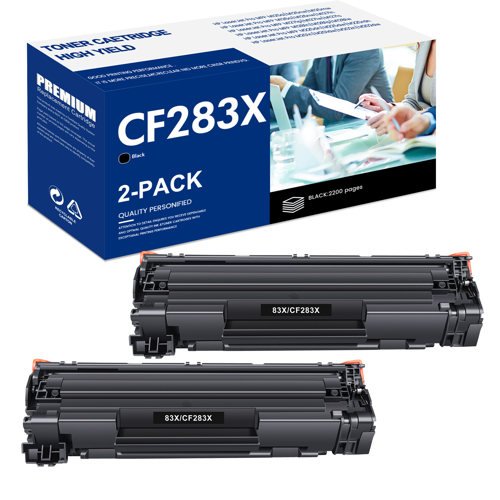 2x 83X CF283X Toner Cartridge For HP LaserJet Pro M201n M202dw M225dn M225rdn