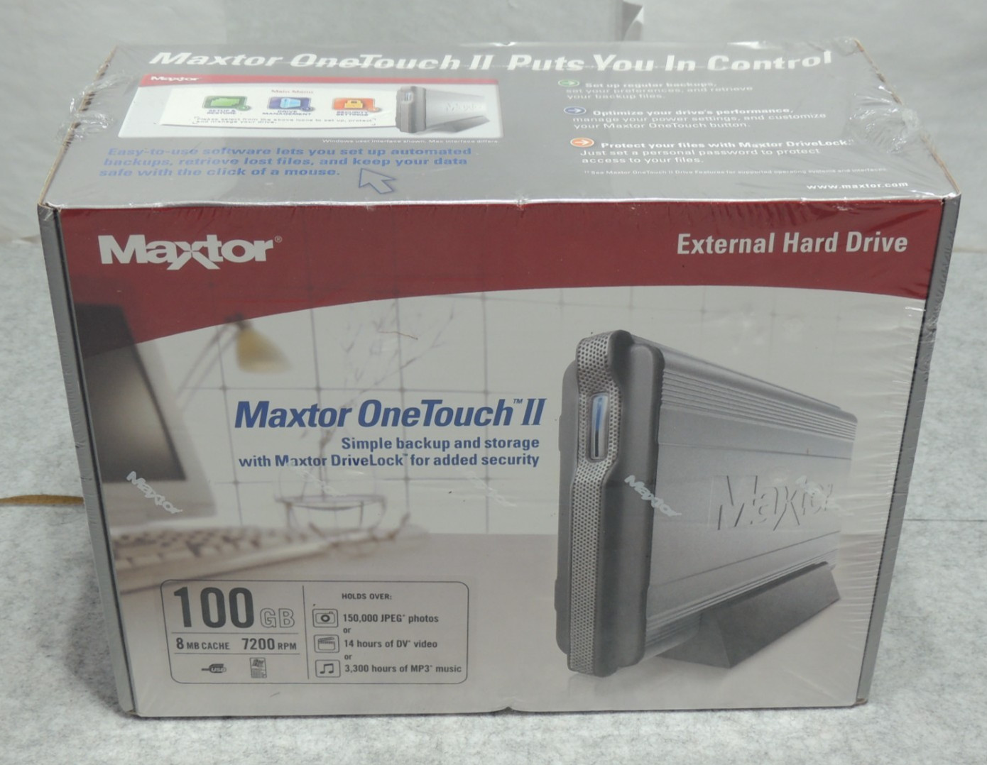 Maxtor One Touch II External Hard Drive 100GB Portable Silver | New Sealed Box