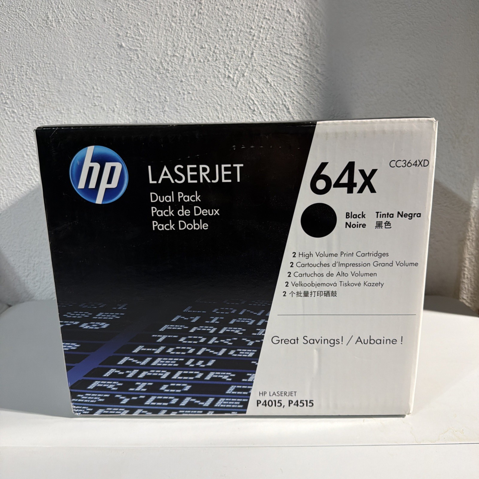 HP CC364XD 64X Black Toner Cartridge Dual Pack Genuine Brand New Sealed 2 Pack