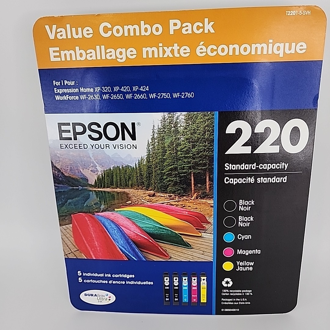 Epson DURABrite Ultra 220 Ink Black(2) Cyan/Magenta/Yellow 5 Cartridges 04/2026
