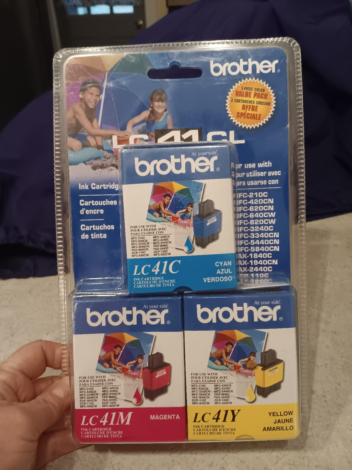 Genuine Brother LC41Y LC41M Ink Cartridges LC41C Cyan, Yellow & Magenta.