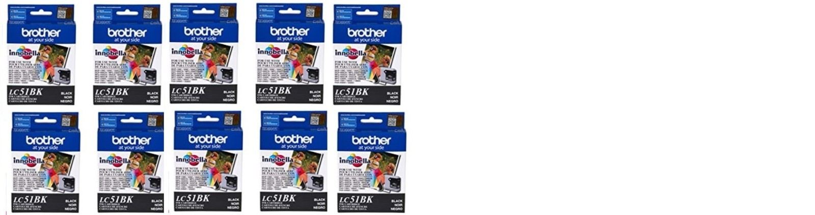 Lot of 10 Genuine Sealed Brother Black  Inkjet Cartridges LC51 LC-51 2021