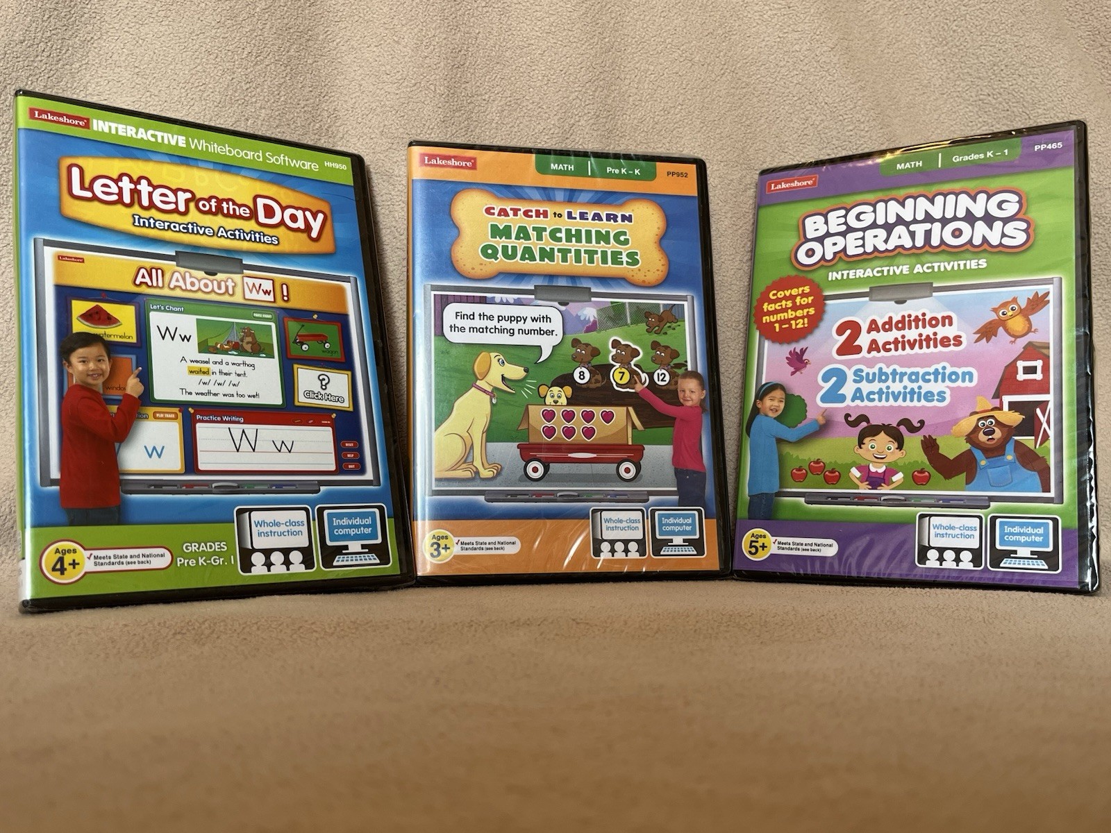 Lot of 3 Lakeshore Interactive Learning Pre-K - 1 Games DVD. New Sealed