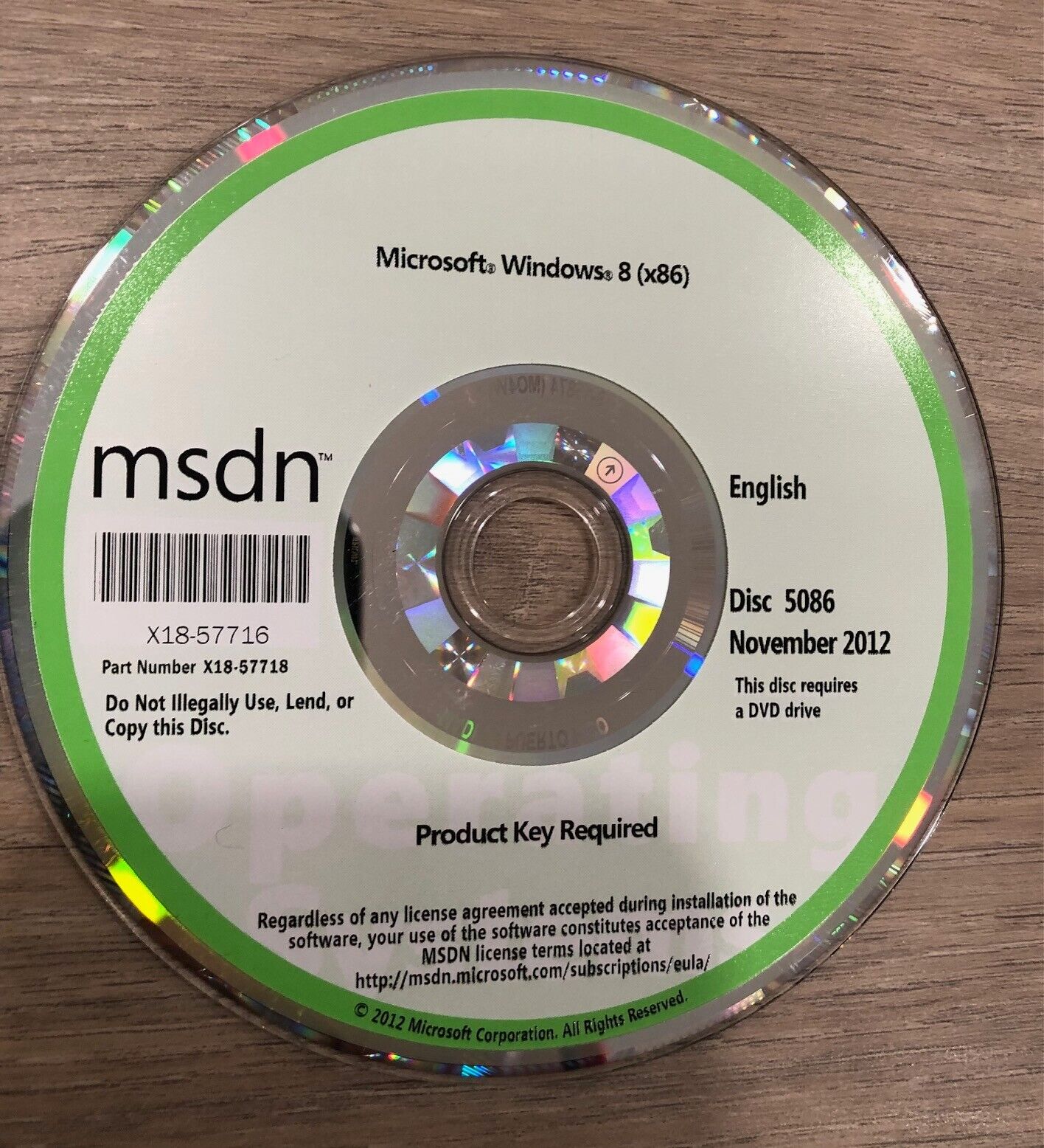 Microsoft MSDN Windows 8 (x86) November 2012 Disc 5086 English CD - No key