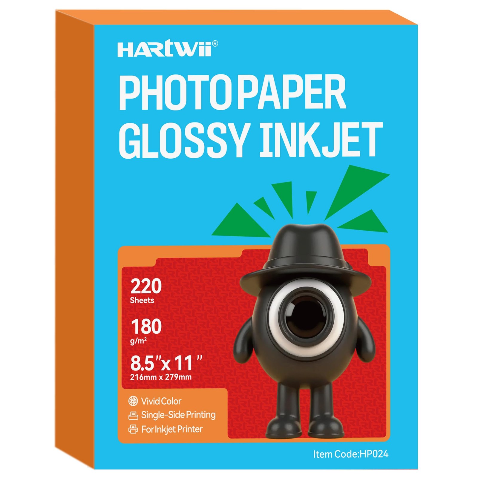 HARTWII 180gsm Glossy Inkjet Photo Paper 8.5x11 inches - 220 Sheets High Glos...