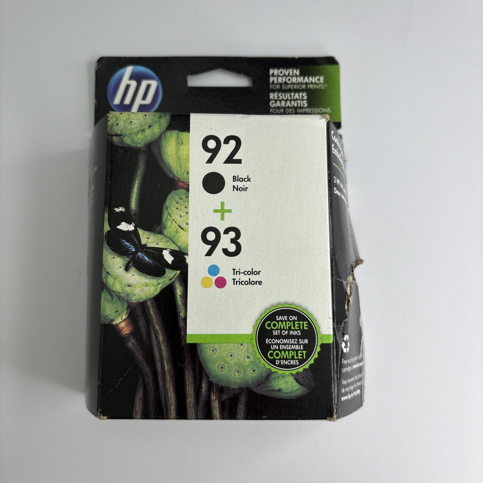 HP 92 Black/93 Tri-color Ink Cartridges Combo Pack- New EXP 01/17 Open Box