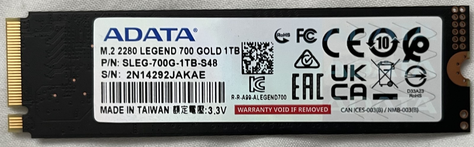 ADATA 2280mm Legend 700 1TB M.2 NVMe Gen 3.0 x 4 SSD SLEG-700G-1TB-S48