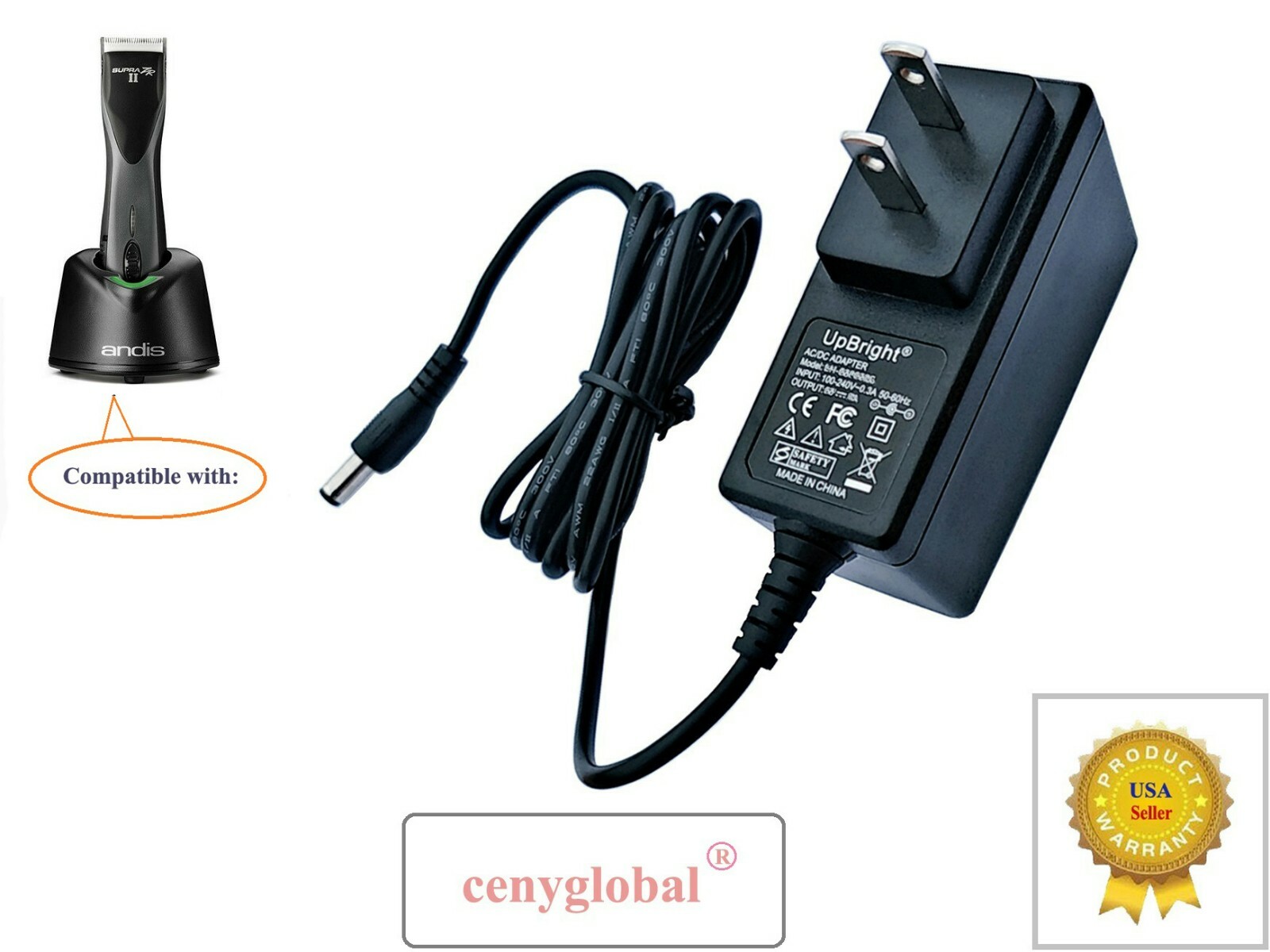 AC Adapter for Andis Pulse ZR II DBLC 2 Animal Pet Dog Horse Pro Clipper Trimmer