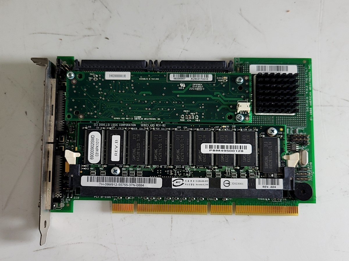 AMERICAN MEGATRENDS Series 493 P4930704 Raid Controller Card PCI-X 2*SCSI