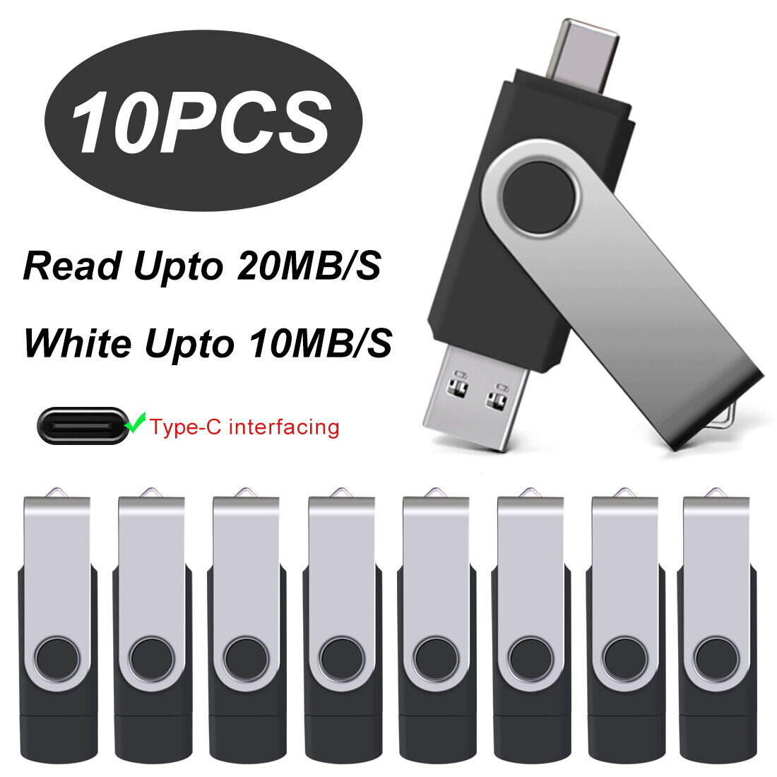 lot 10PCS USB 2.0  1GB 2GB 8GB 16GB Pendrive Flash Drives Wholesale OTG Types c
