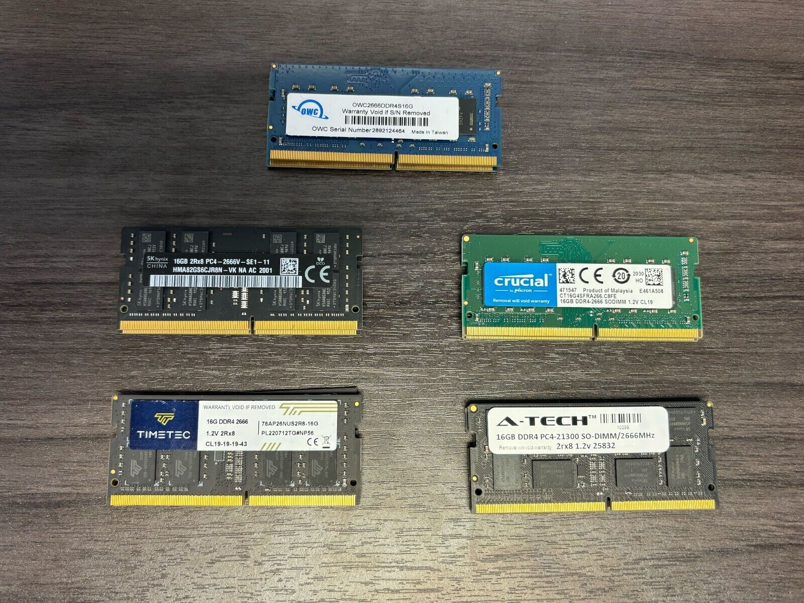Lot of 2 16GB DDR4 2666 PC4-21300 SODIMM RAM Modules Mixed Brand