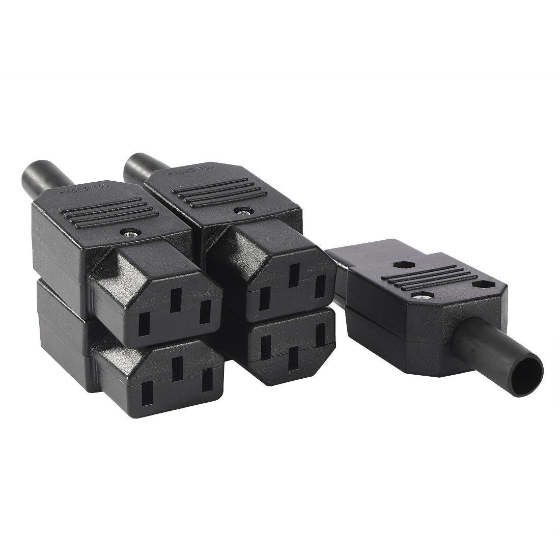 5Pcs AC250V 10A Female 3Terminals Panel Mount IEC320 C13 Plug Adapter Connector