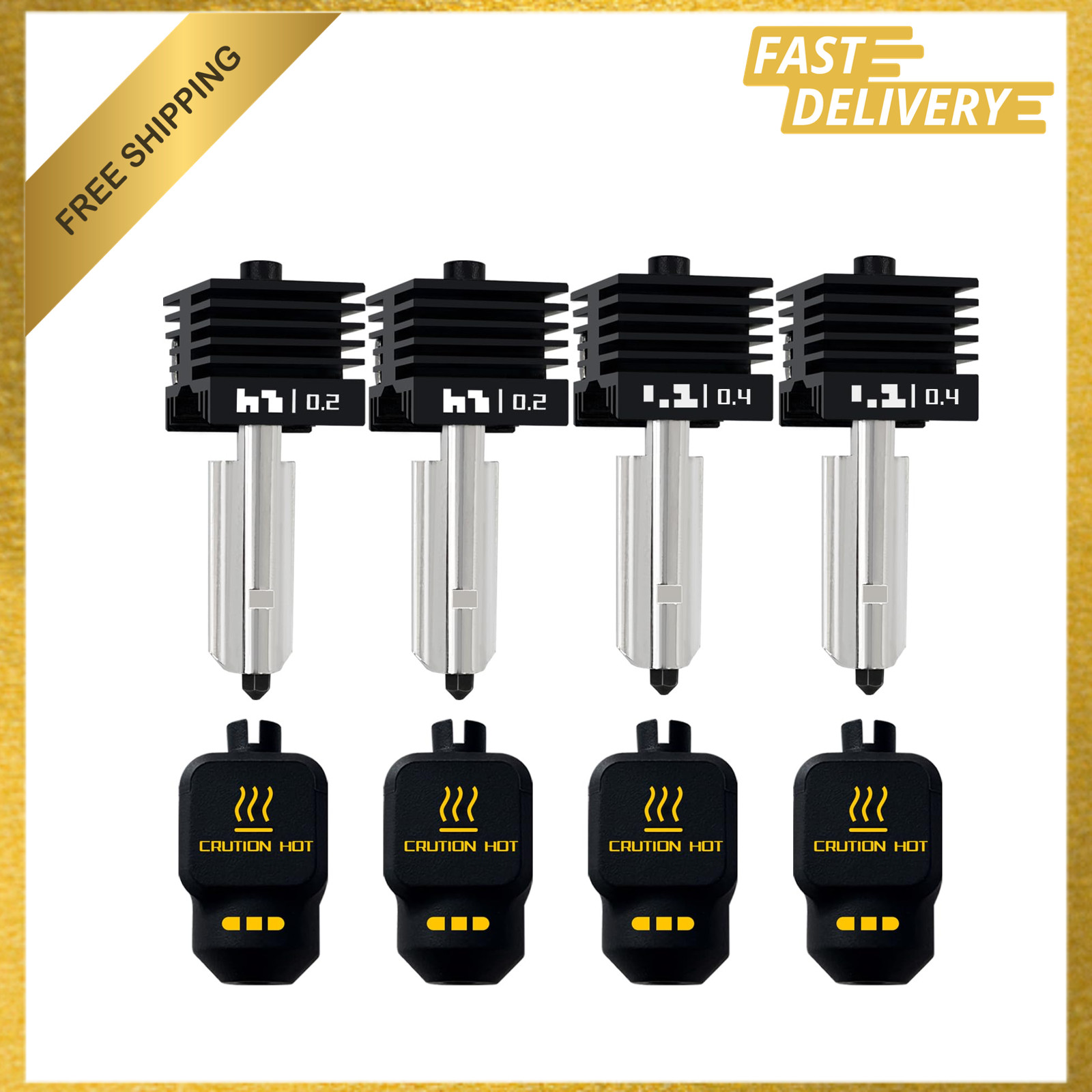 Bambu Lab Hotend Nozzle Kit 4 Pack 0.2mm 0.4mm Hardened Steel Compatible P2S X2D