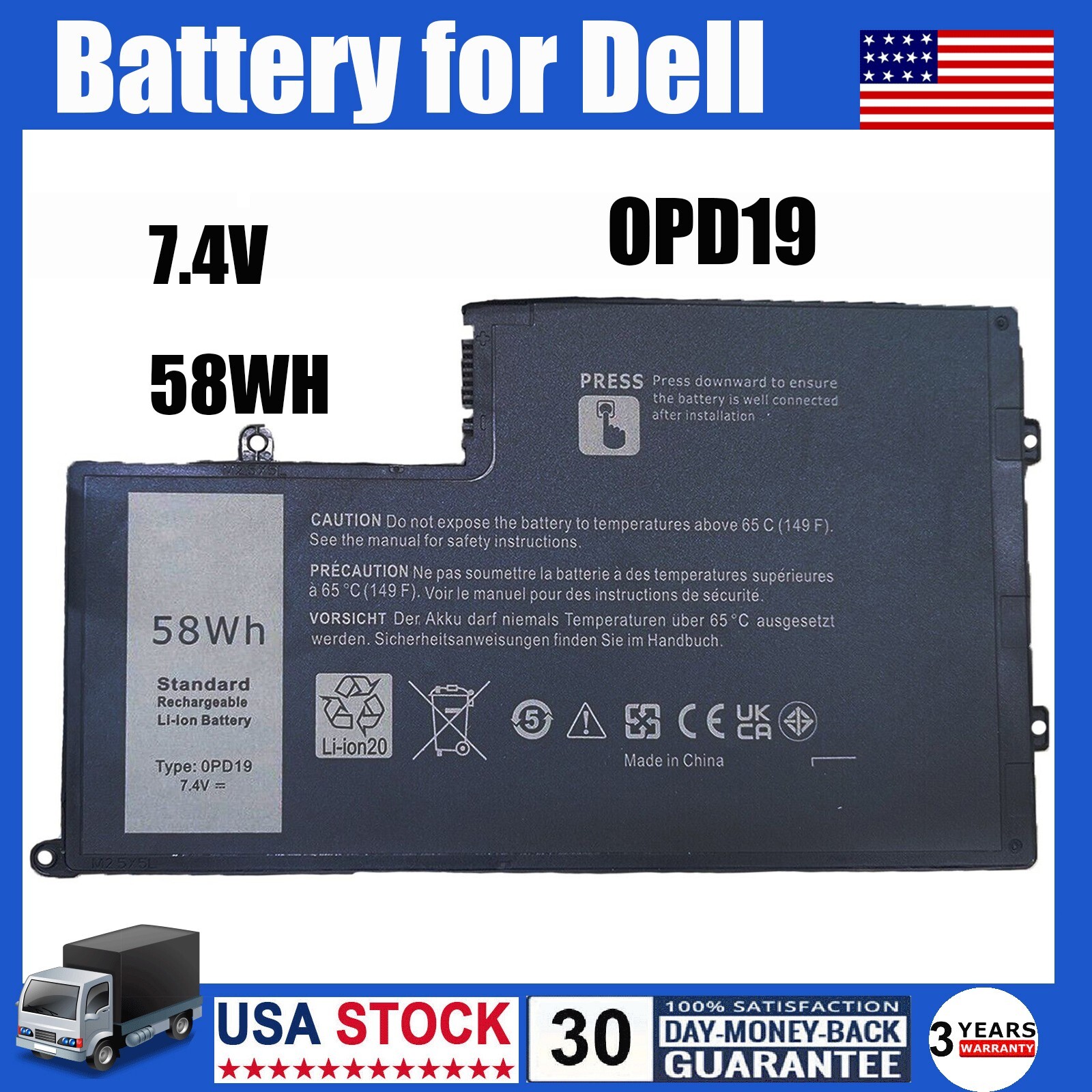 ✅0PD19 OPD19 BATTERY FOR DELL Inspiron 14 5442 5443 5445 5447 15 5542 TRHFF US