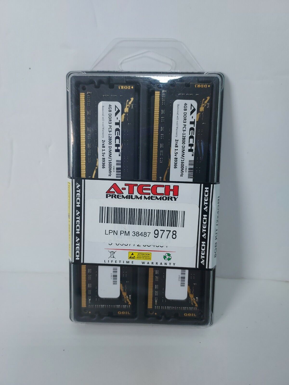 New and Sealed A-Tech 8GB (2x4GB) DDR3 1600MHz PC3-12800 Desktop RAM Kit 