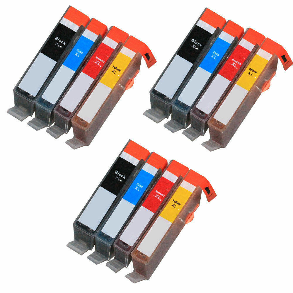 12 PK New Ink Set + latest chip for 564XL Photosmart Printer 5525 5522 5520