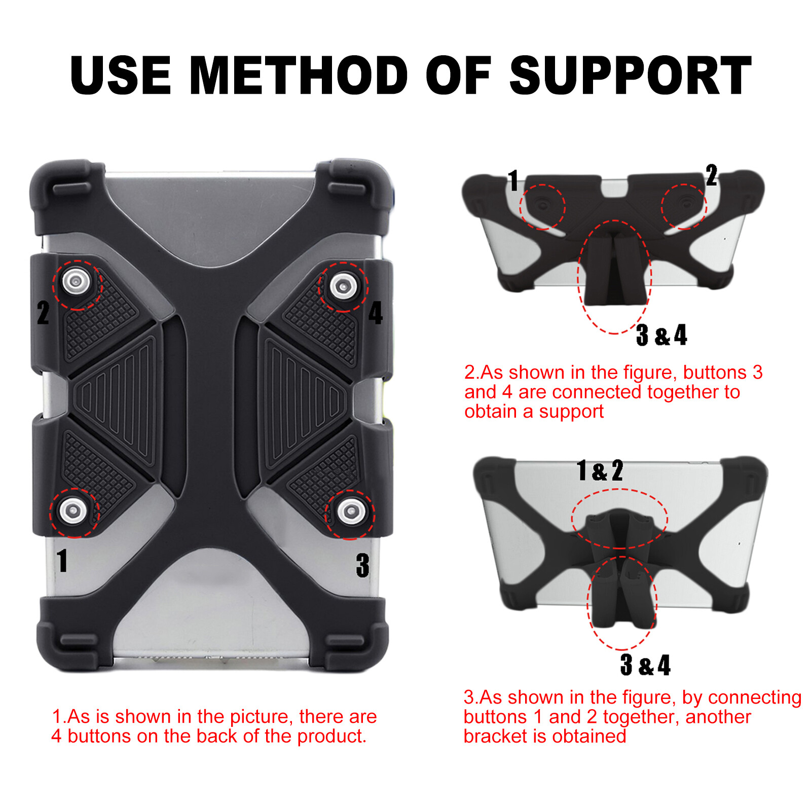 For 10"-10.1" inch Tablet Universal Case Adjustable Shockproof Silicone Cover LA