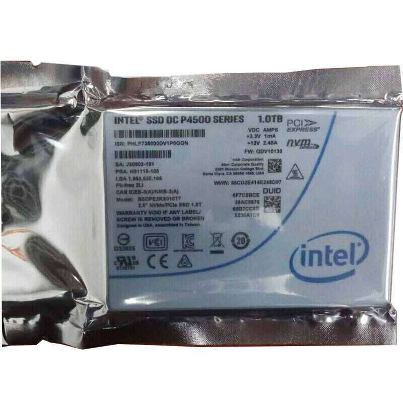 compatible Intel SSD DC P4500 1TB  NVME U.2 2.5" PCIE Series Solid State LOT