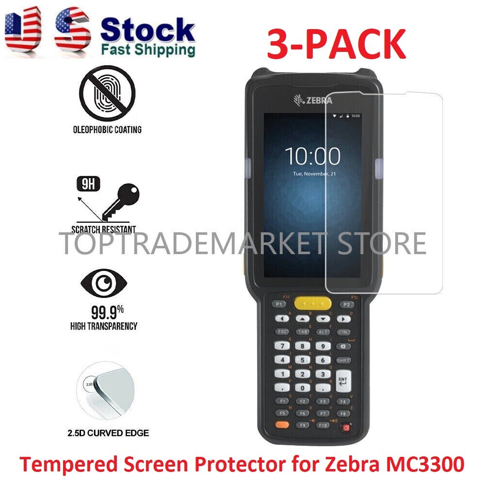 US 3-PACK Tempered Glass Screen Protector Protection Film for Zebra MC3300 Parts