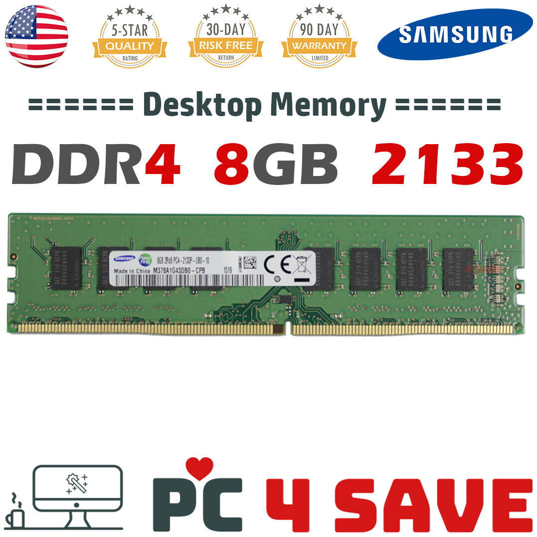 Samsung 8GB DDR4 2133 MHz PC4-2133P UDIMM Non-ECC 2RX8 Desktop Memory 288 Pin