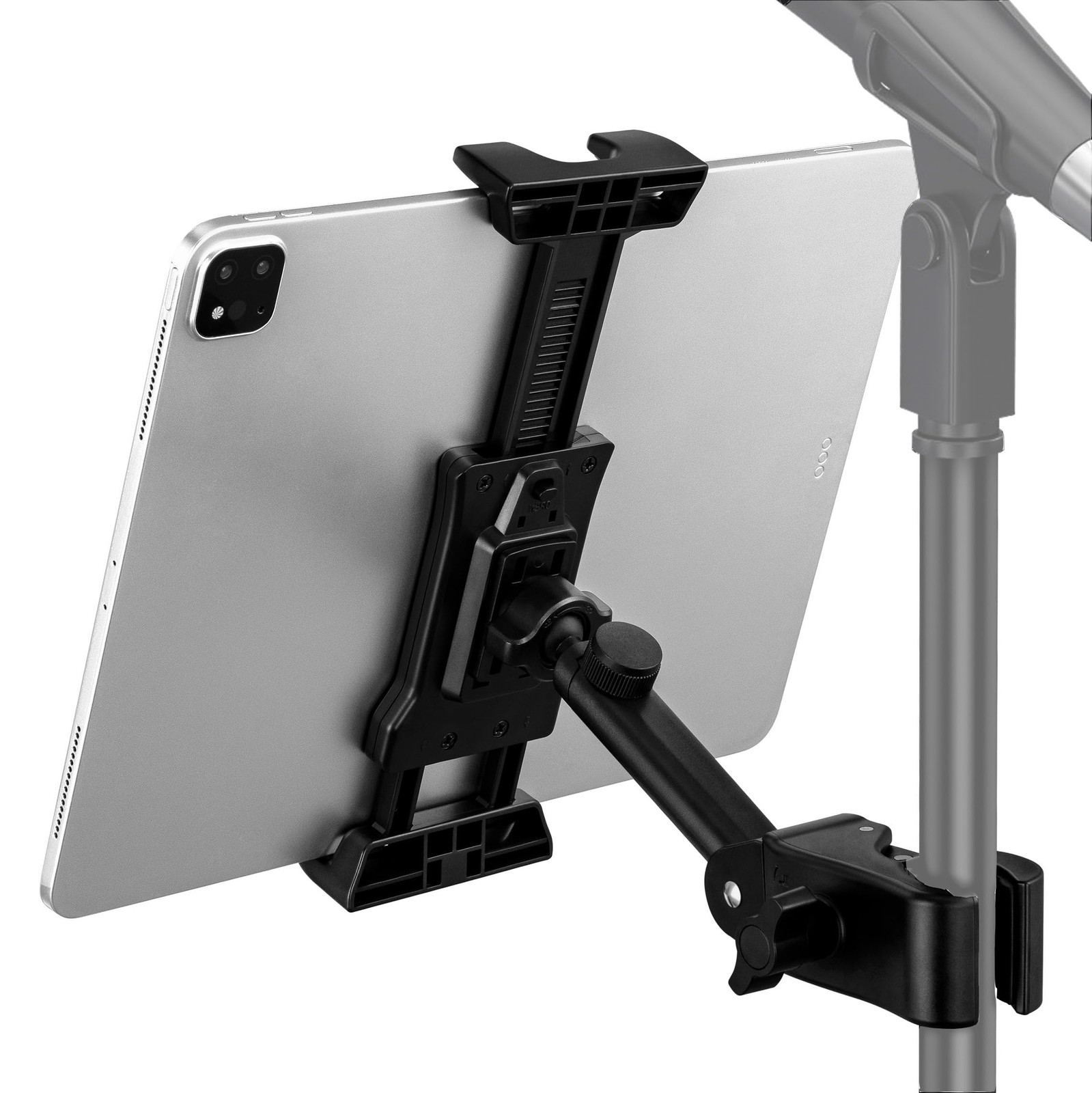 LZSIG Tablet Holder for Mic Stand, Adjustable iPad iPhone Mount X, Black 