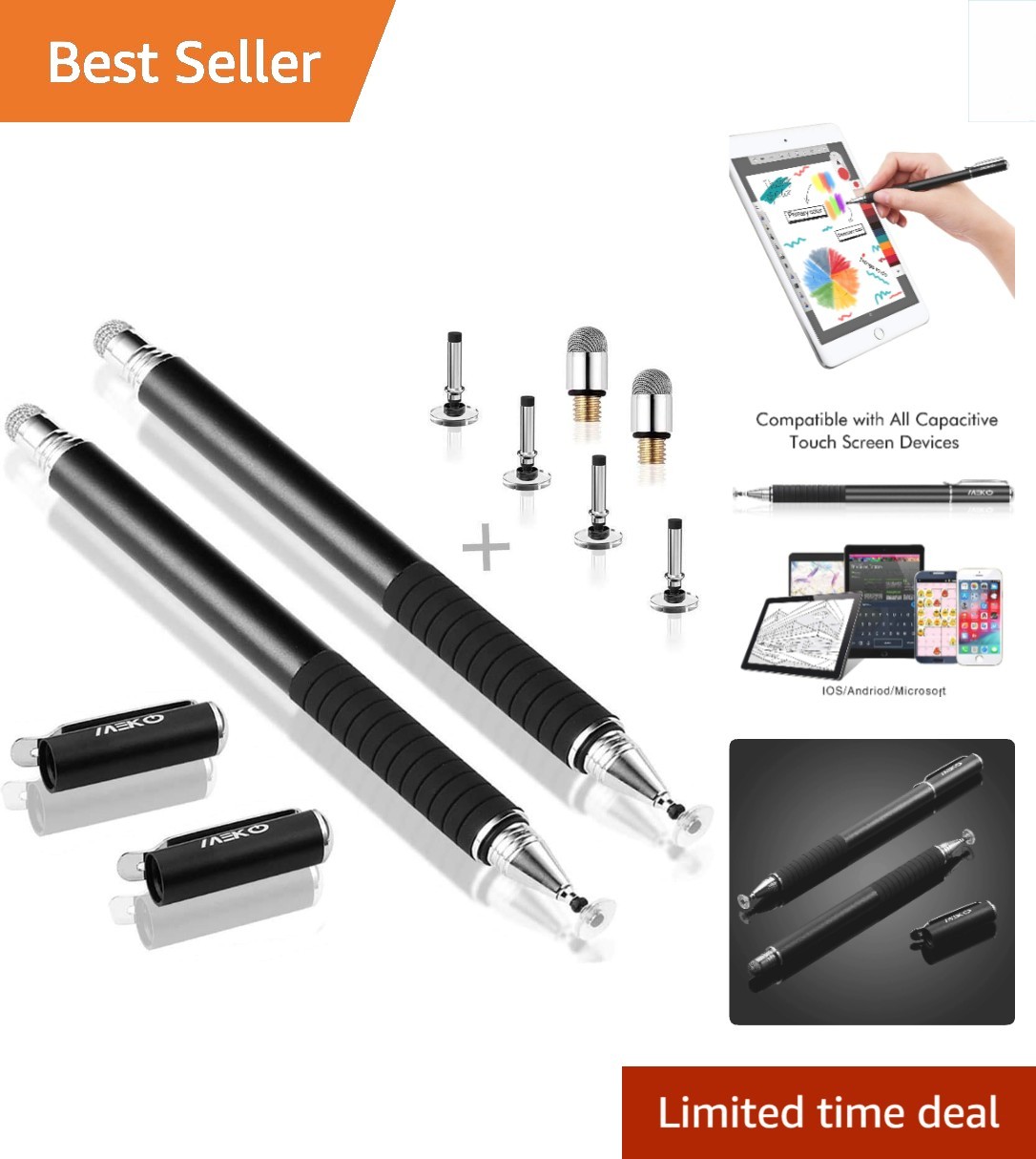 Elegant 2-in-1 Stylus Pen with Precision Tips - Compatible with All Touchscreens