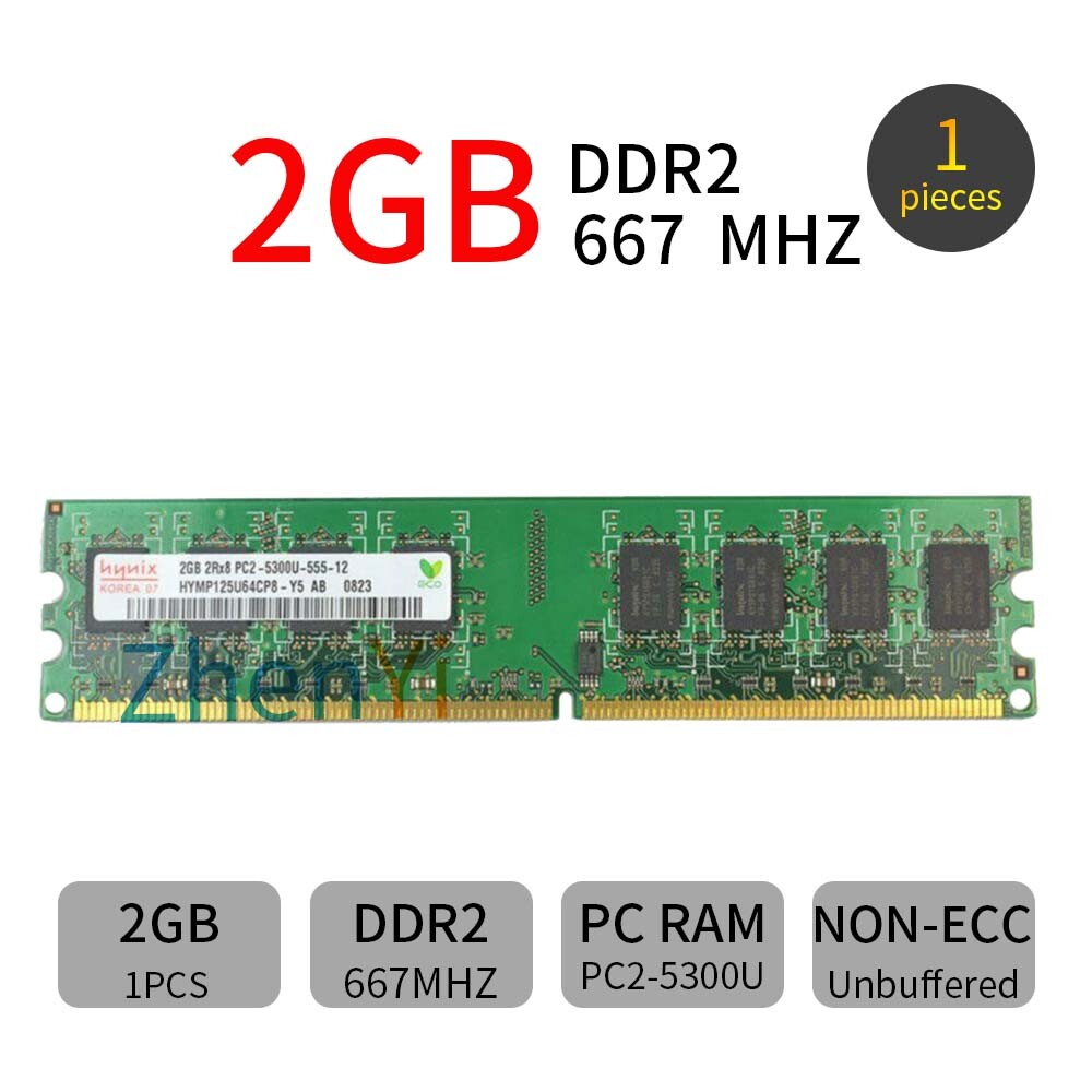2GB PC2-5300 DDR2-667MHz 240pin CL5 DIMM RAM Desktop Intel &AMD Memory For Hynix