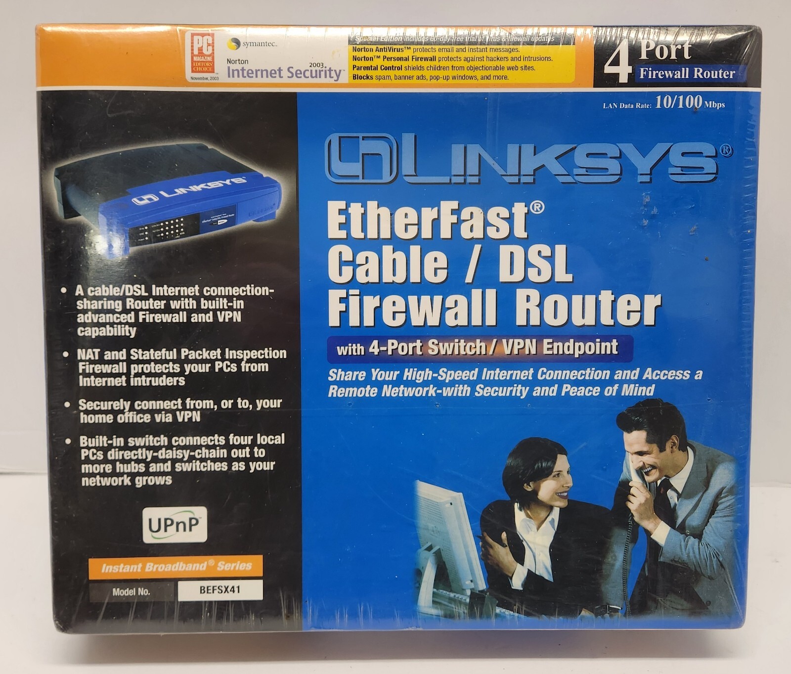 Linksys BEFSX41 Etherfast Cable / DSL 4-Port Firewall Router 10/100 Mbps - NEW