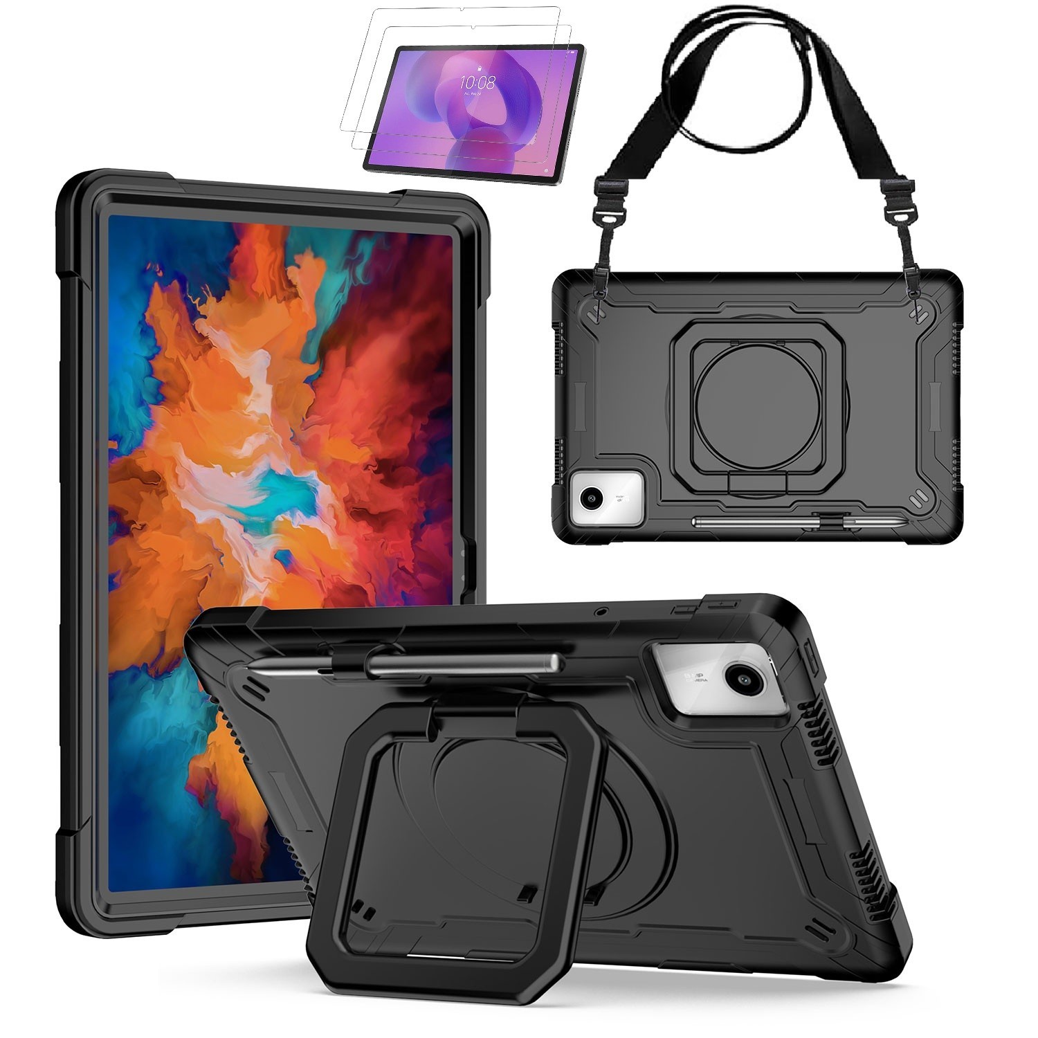 Case For Motorola Moto Pad (2026) 11 inch Tablet w/Rotating Stand Shoulder Strap