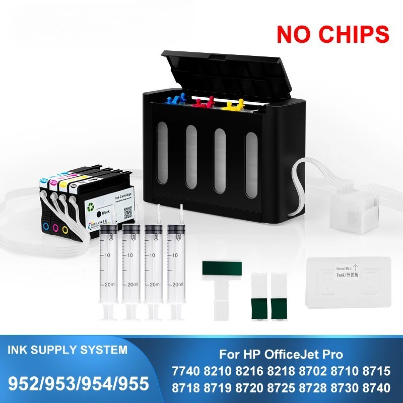For HP 952-955 952X-955X CISS Without Chips for HP 7740 8210 8710 8720 8730 8740