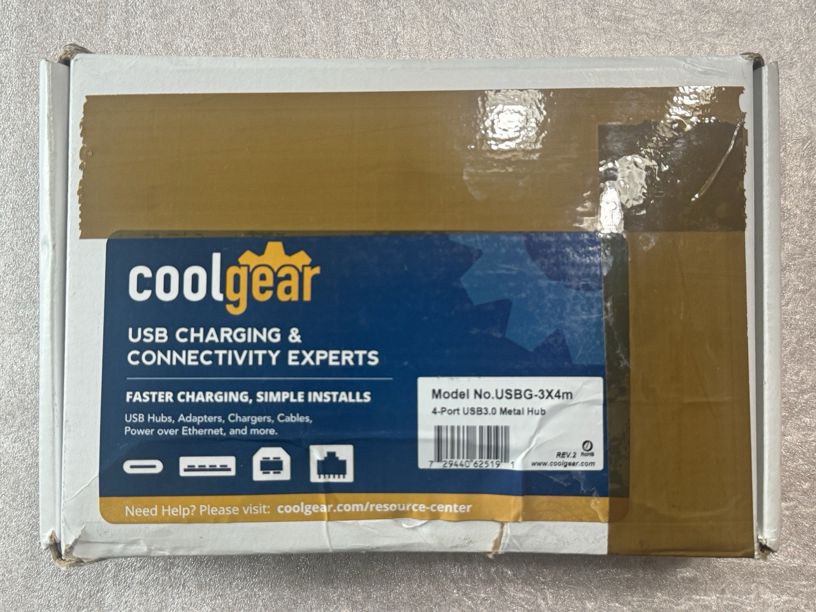 Coolgear 4-Port USB 3 Industrial Metal Hub Model No.USBG-3X4m