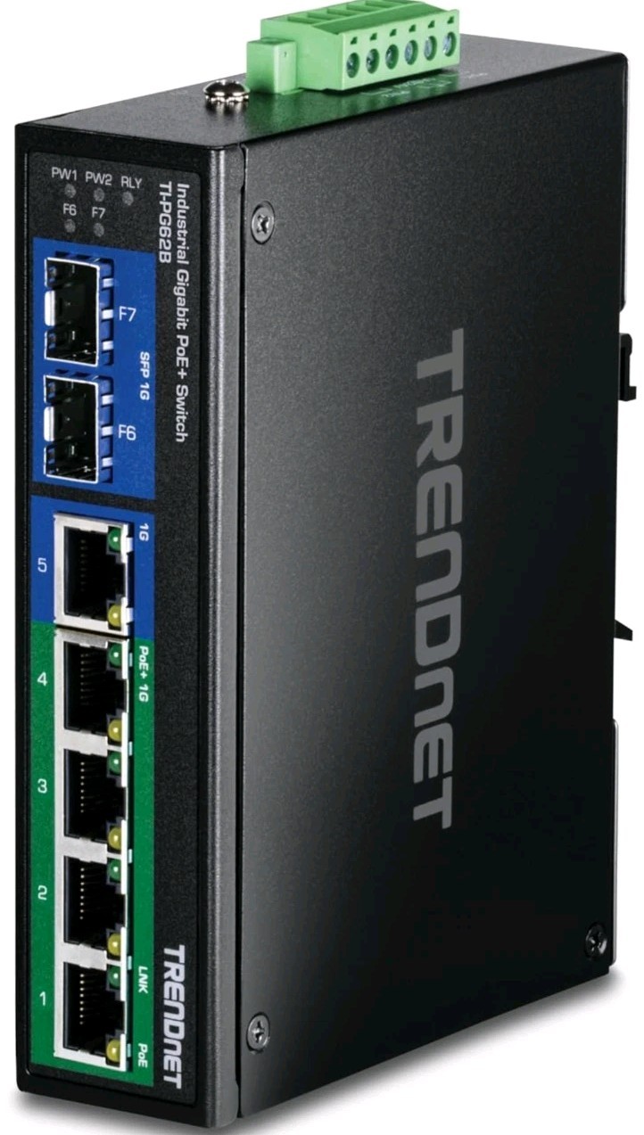 🚨 SPECIAL 🚨 TRENDnet TI-PG62B 7-Port Industrial Gigabit PoE+ DIN-Rail New