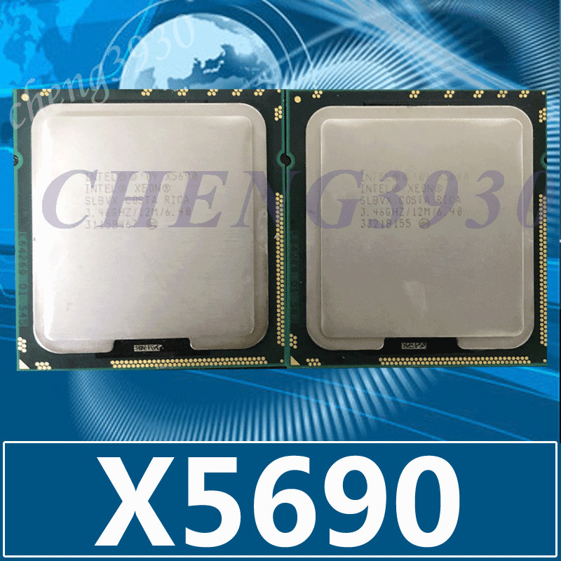 A pair of matching ntel Xeon X5690 3.46 GHz Six Core  Processor cpu