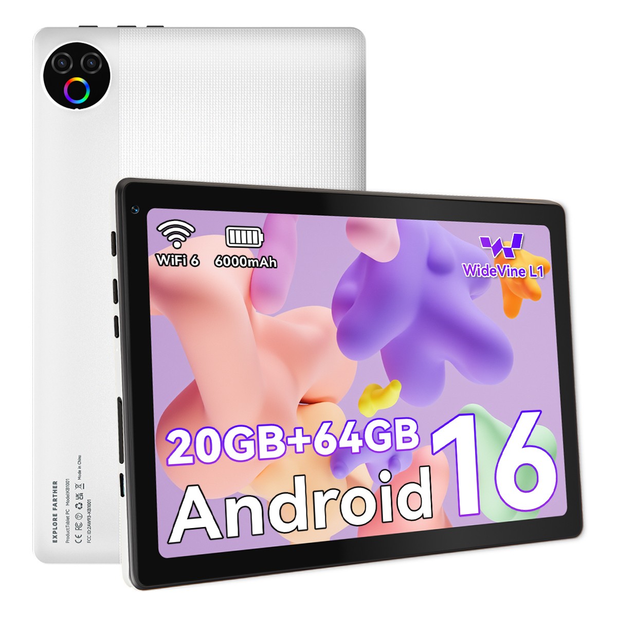 Urao New Android 16 Tablet 10.1" HD 64GB 6000mAH Parental Control 5-Core Face ID