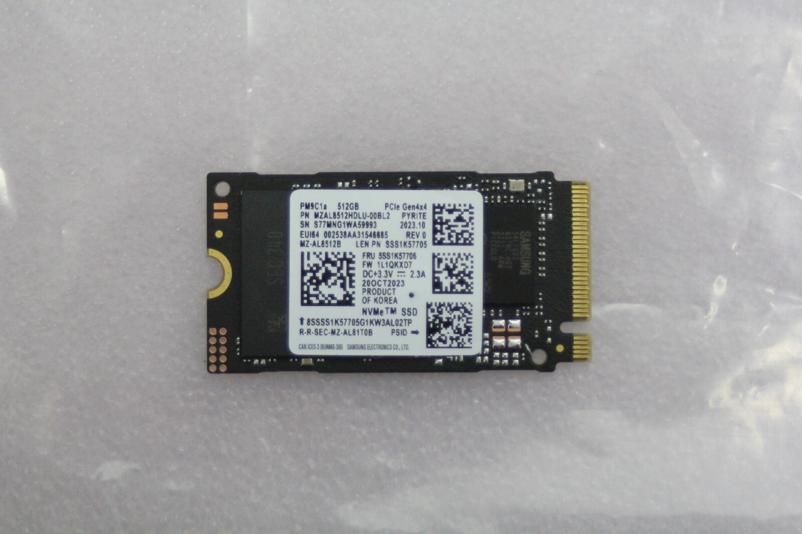 Samsung PM9C1a - 512GB SSD M.2 2242 NVME PCIe Gen4x4 - MZ-AL8512B - MZAL8512HDLU
