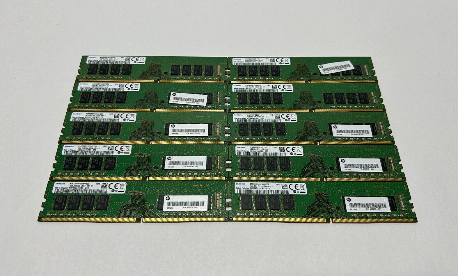 Lot of 10 Samsung 16GB DDR4 2RX8 PC4-2666v Desktop Ram Memory