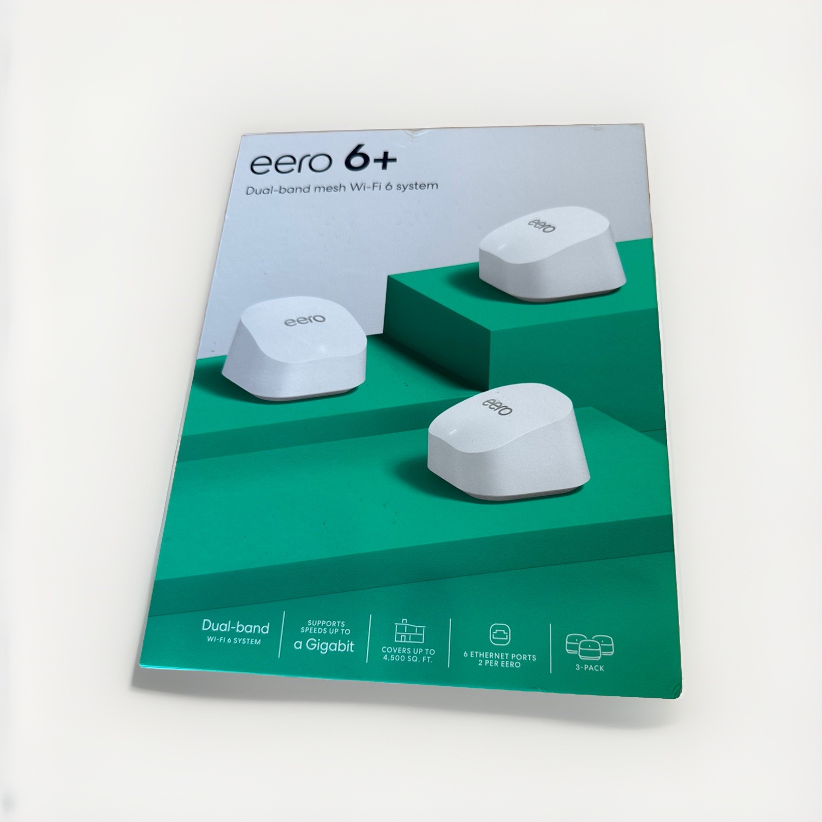 eero 6+ mesh System Three (3) Pack  1 Gigabit Speed 4500 Sq Ft Coverage Area