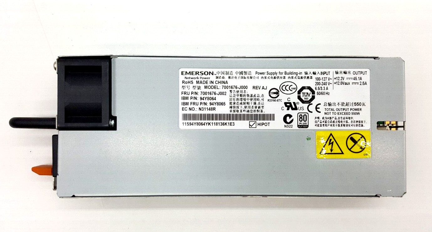EMERSON 7001676-J000 System X3550 550W Power Supply 94Y8064 94Y8065