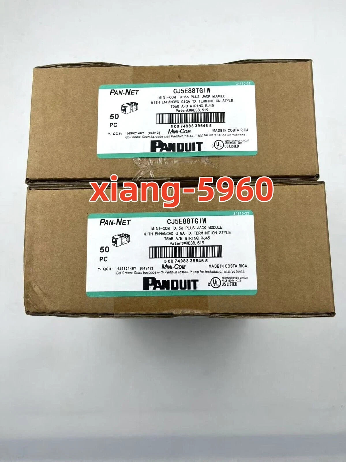 BOX OF 50  Panduit CJ5E88TGIW Mini-Com Cat5e Modular Jack White 