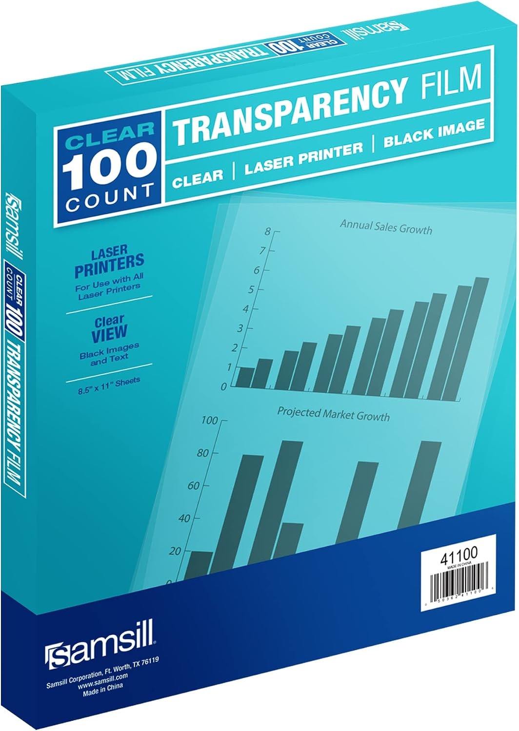 Transparency Film for Laser Printers, 100 Sheets, Not for Inkjet