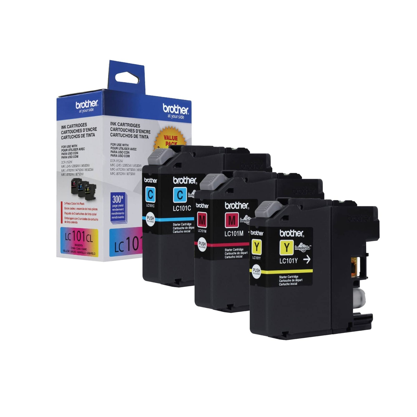 Brother Genuine Standard Yield Color Ink Cartridges, LC1013PKS, 3Pack, Cyan, ...