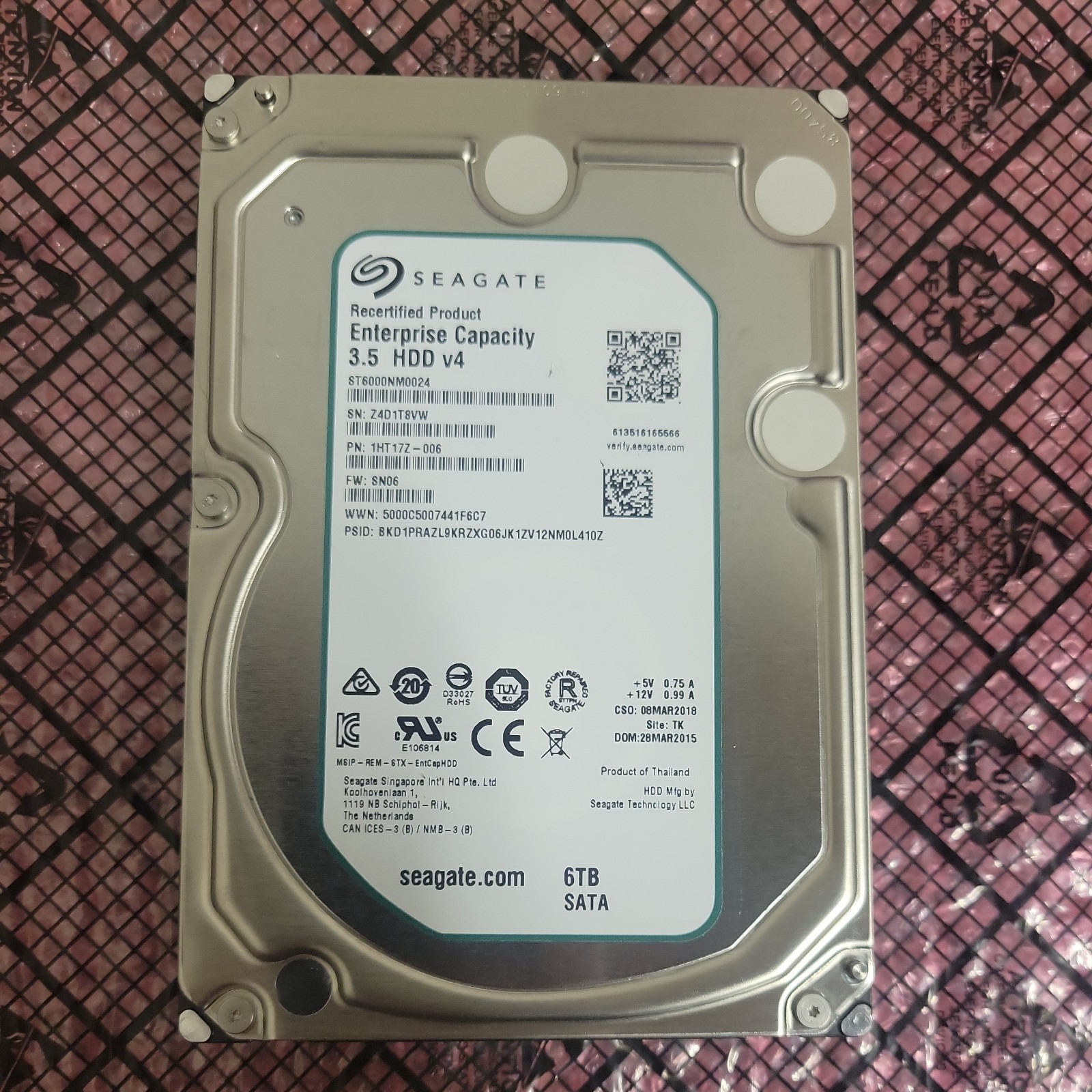 Seagate Enterprise Capacity 6TB 3.5" SATA Hard Drive ST6000NM0024 