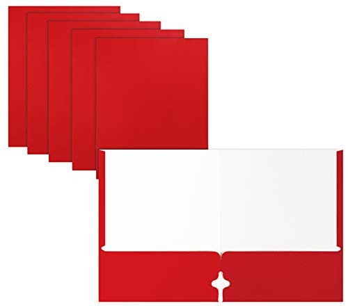 Two Pocket Portfolio Folders, 50-Pack, RED, Letter Size Paper Folders, by , 50 