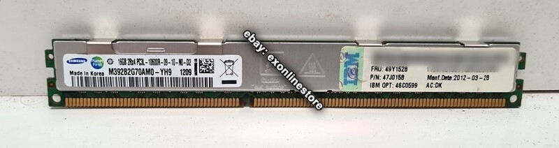 46C0599 - 16Gb (1x 16Gb, 2Rx4, 1.35V) PC3L-10600 CL9 ECC DDR3 1333MHz 49Y1528